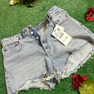 Zara Jean Denim Shorts with Buttons - Size 12 (No Stretch)